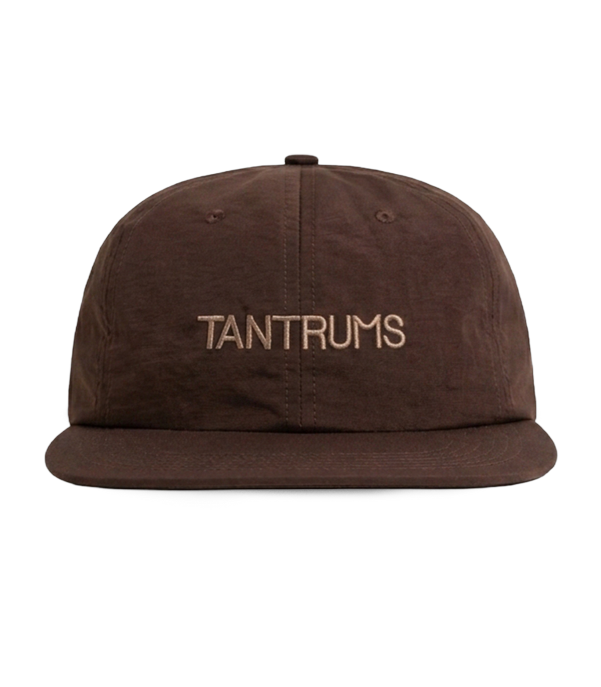Trailhead GOOYH Hat in brown, front view with tan TANTRUMS embroidery